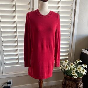 Athleta Red Long Sleeve Sweatshirt Dress, Size Small, Fleece Lined, Front Pocket